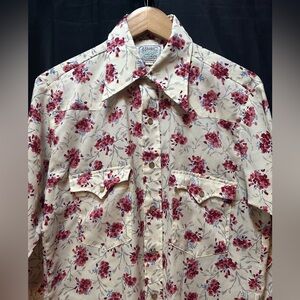 H Bar C Shirt Mens Floral Pearl Snap Long Tails Western Ranchwear Dagger